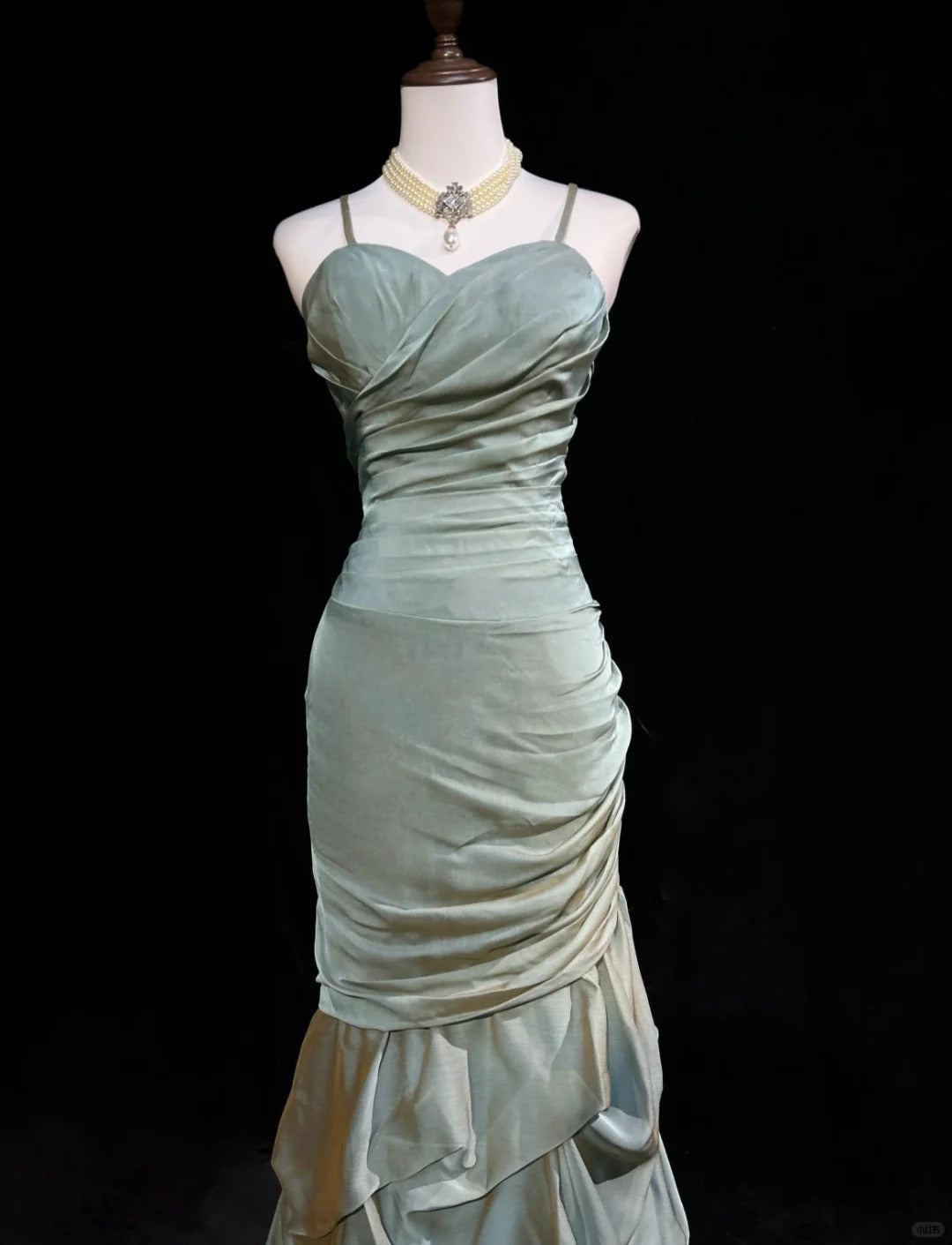 Sage Green Mermaid Formal Dress Vintage Long Party Dress Evening Dress Prom Dresses cg25719