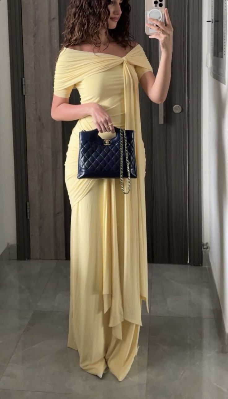 Yellow Mermaid Evening Dress Off Shoulder Prom Party Dress cg25645