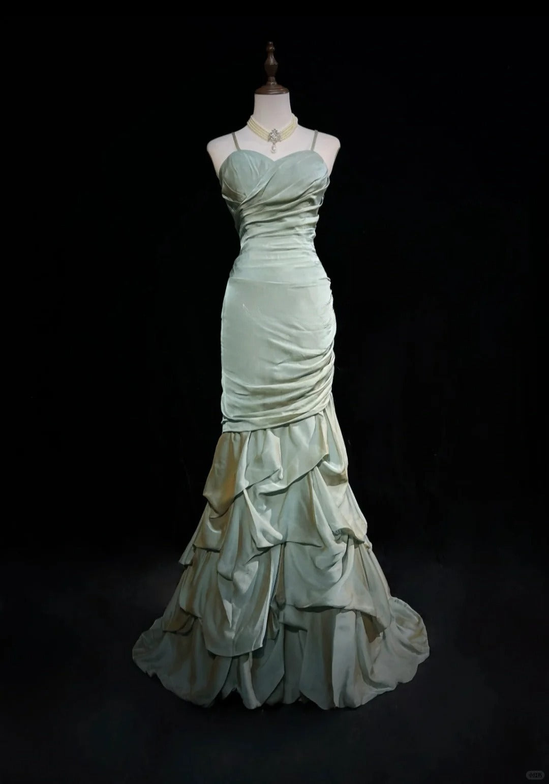 Sage Green Mermaid Formal Dress Vintage Long Party Dress Evening Dress Prom Dresses cg25719