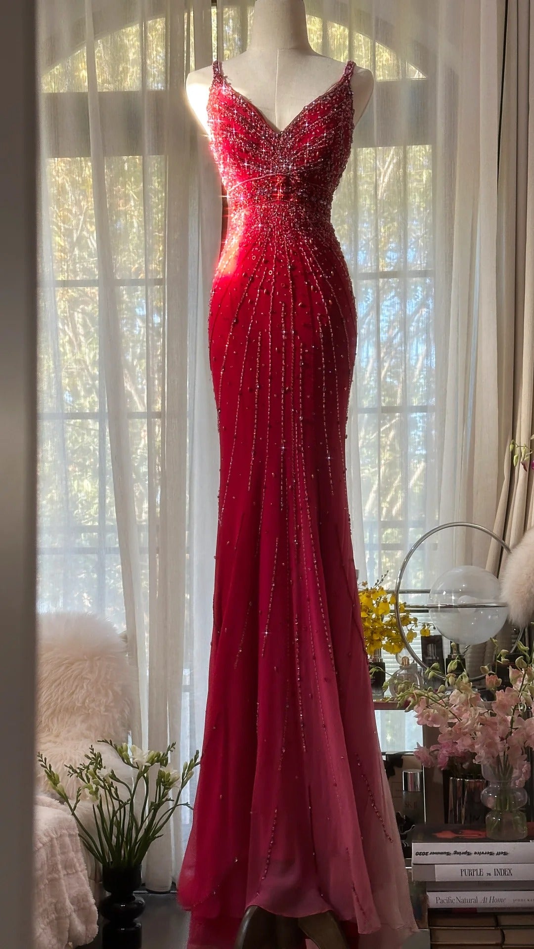 white christmas dresses Red Beaded Vintage Evening Dresses, Sleeveless Long Party Gowns cg25501 white christmas dresses Red Beaded Vintage Evening Dresses, Sleeveless Long Party Gowns cg25501