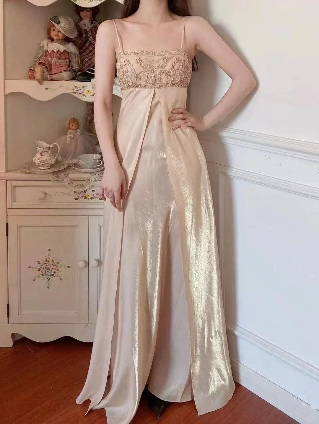 A Line Vintage Long Party Dress Evening Dress Prom Dresses cg25696