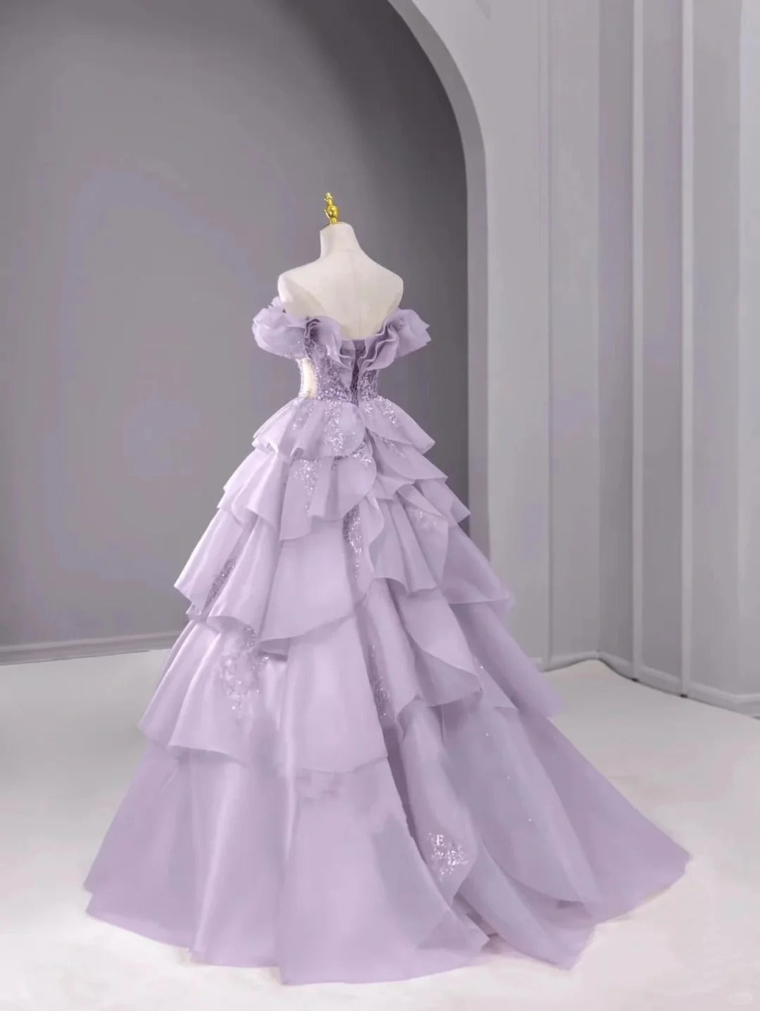 A Line Off The Shoulder Lilac Prom Dresses Long Evening Dress cg25449