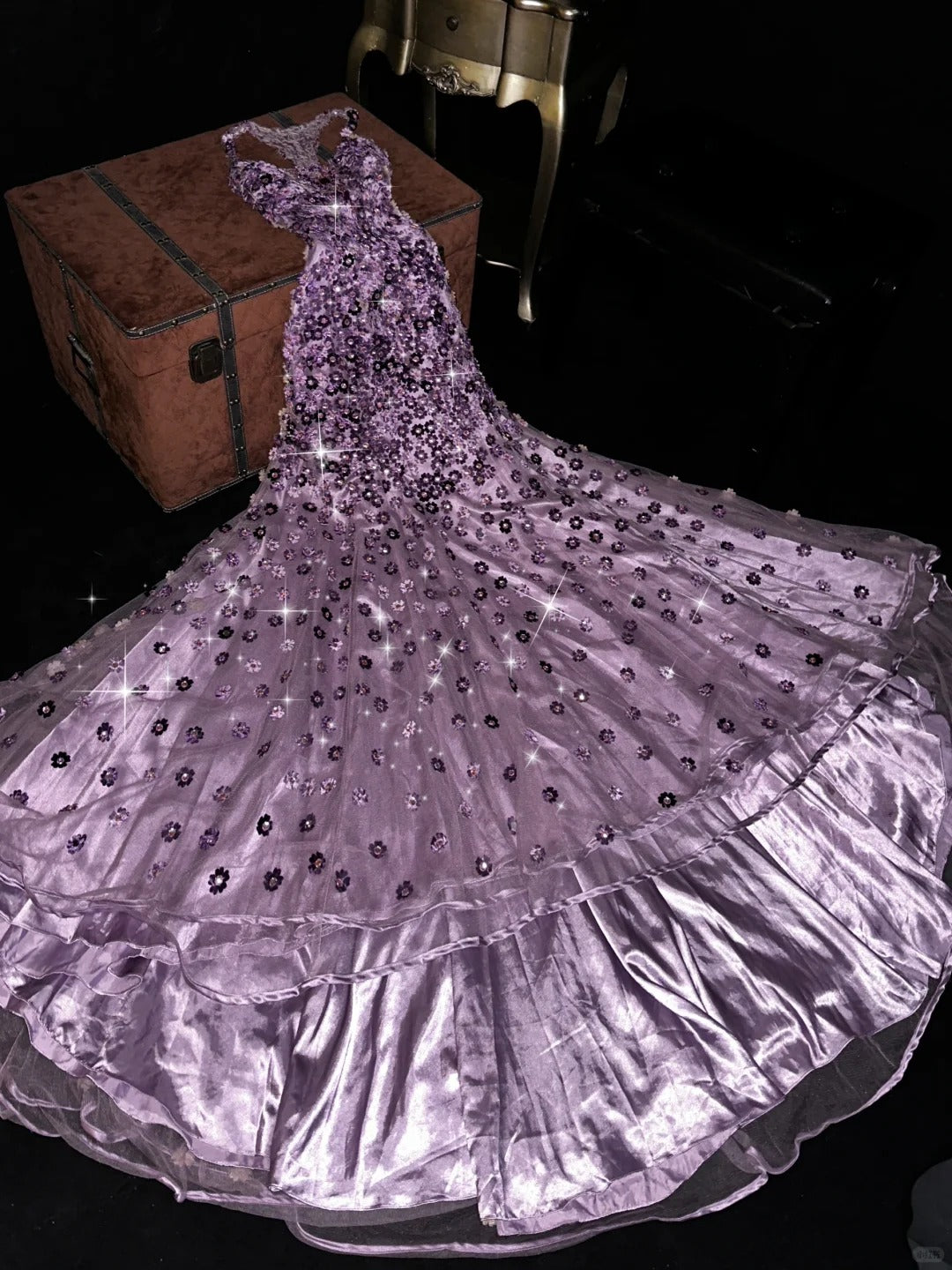 A Line Vintage Purple Long Prom Party Dresses Unique Evening Dress cg26068
