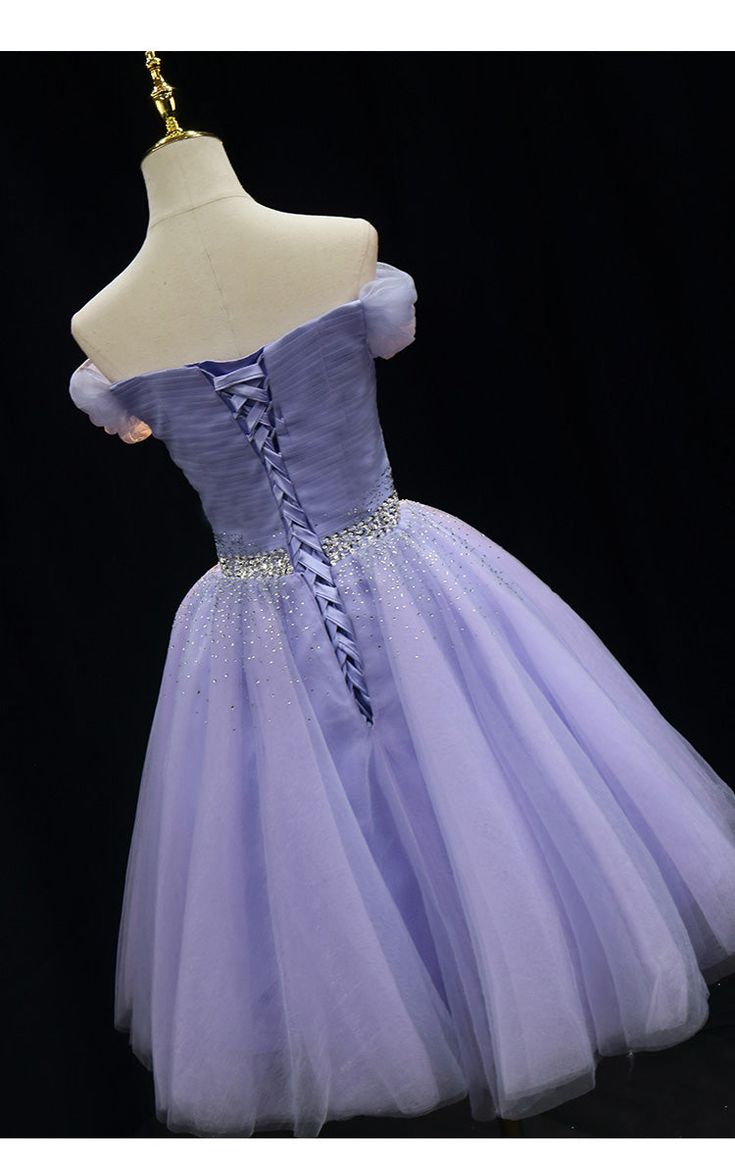 Cute Light Purple Beaded Tulle Homecoming Dresses, Short Prom Dress Formal Dresses cg25086