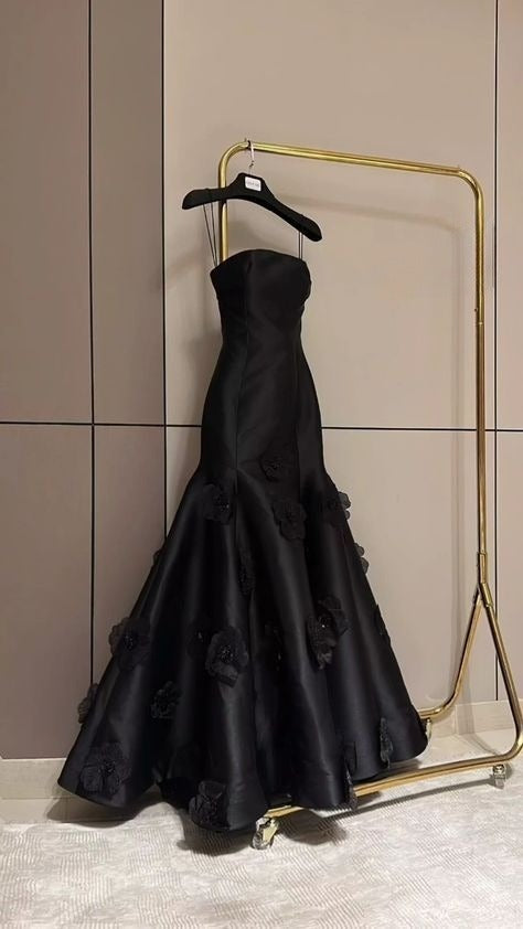 Elegant Black Spaghetti Straps Prom Dress Party Dress cg25049
