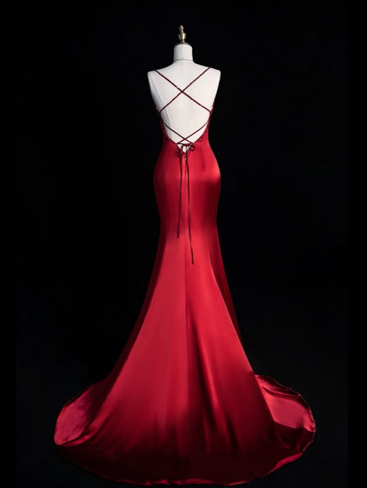 Red Mermaid Long Prom Party Dresses Unique Evening Dress cg26058