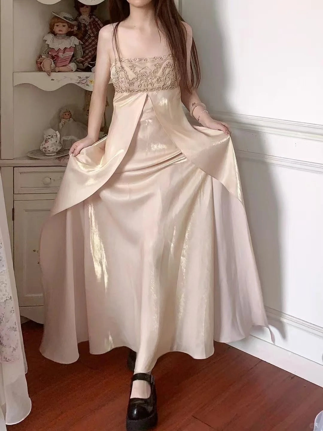A Line Vintage Long Party Dress Evening Dress Prom Dresses cg25696