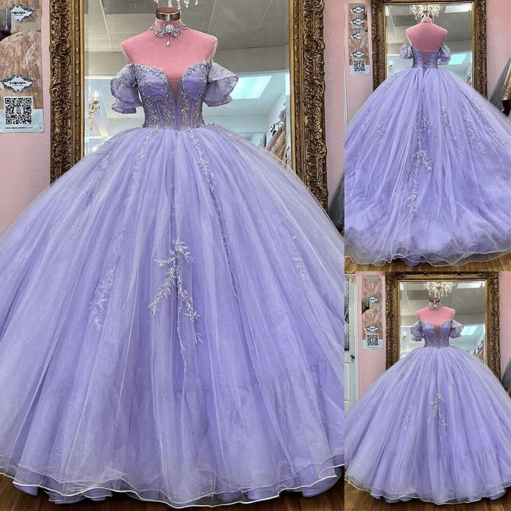 Off The Shoulder Ball Gown Lace Quinceanera Evening Formal Dresses cg25682