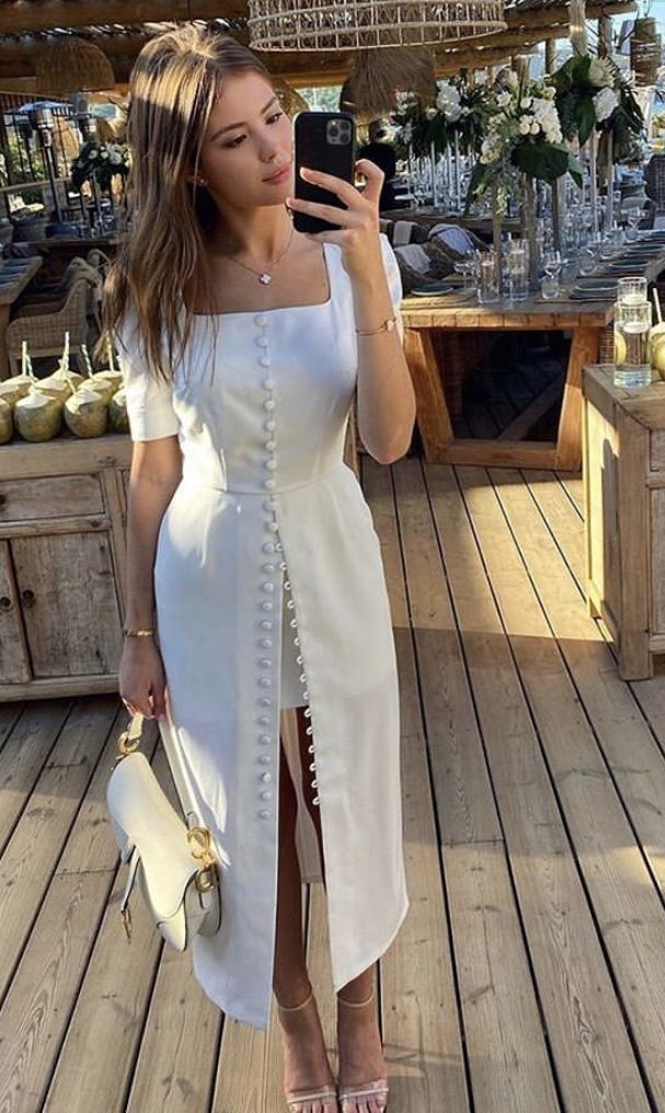 White Short Sleeves Party Dress Evening Dress Prom Dresses cg25761