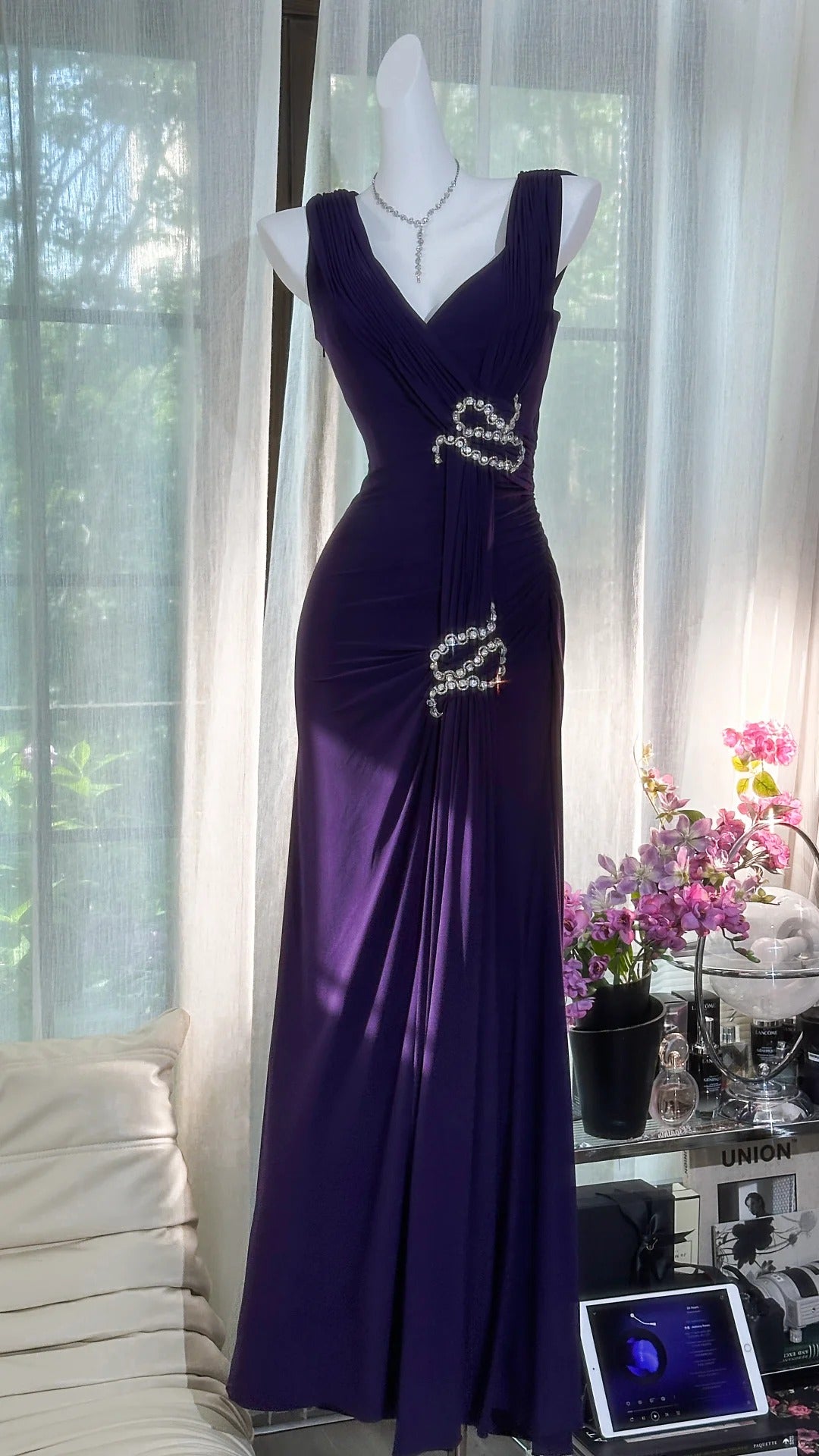 Purple Vintage Prom Party Dresses Unique Long Evening Dress cg25962