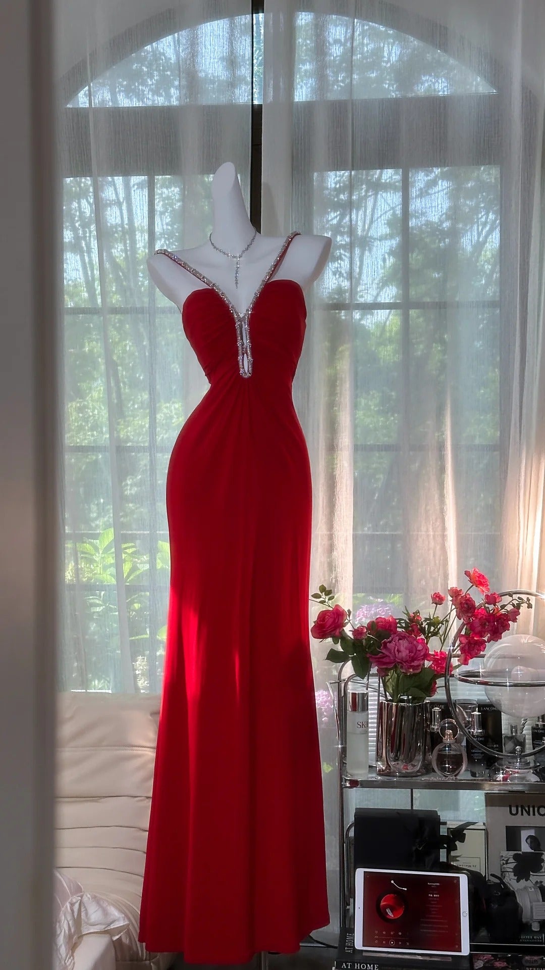 Red Vintage Prom Party Dresses Unique Long Evening Dress cg25961