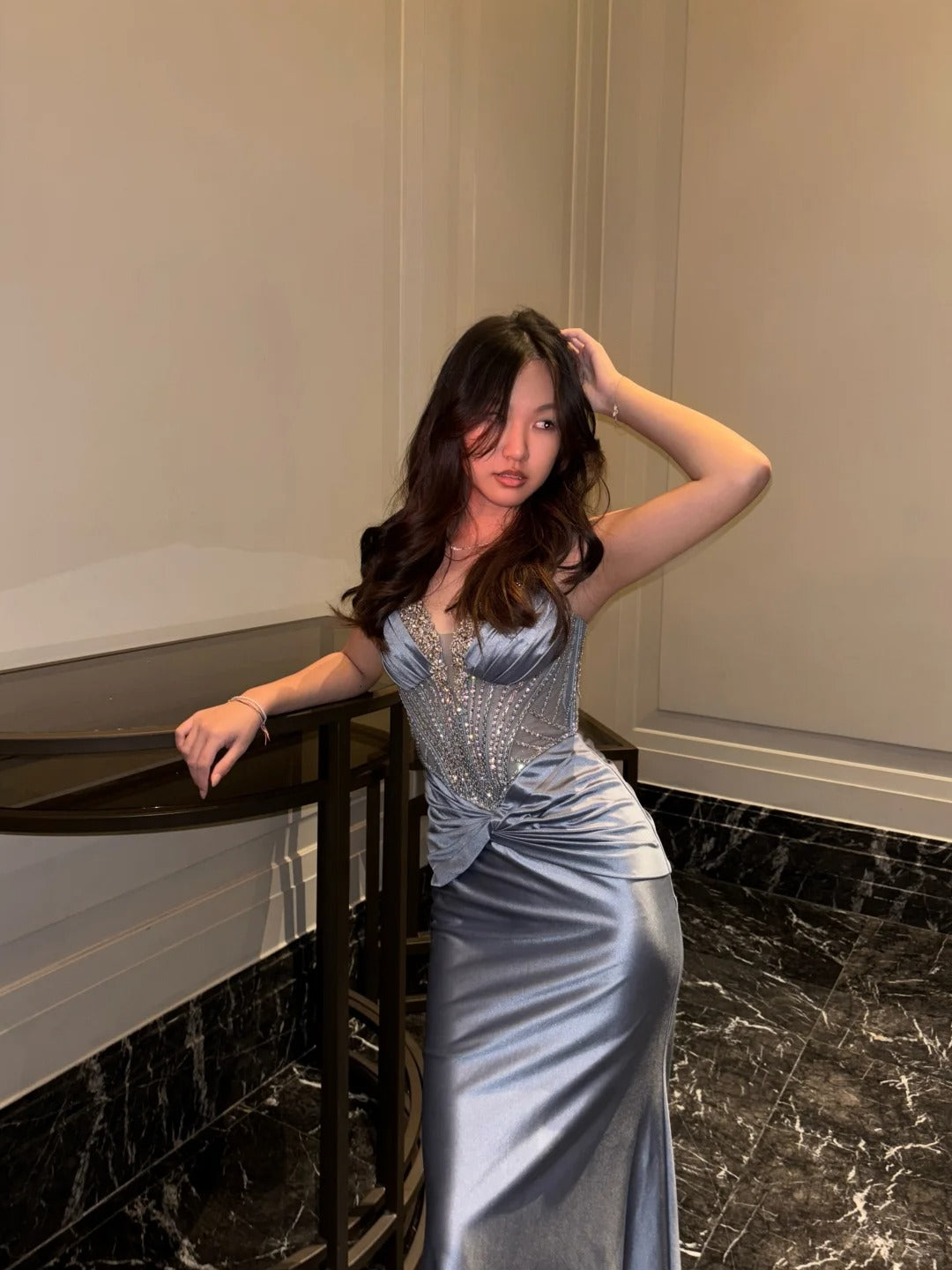 Gray Mermaid Long Vintage Prom Party Dresses Unique Evening Dress cg26054
