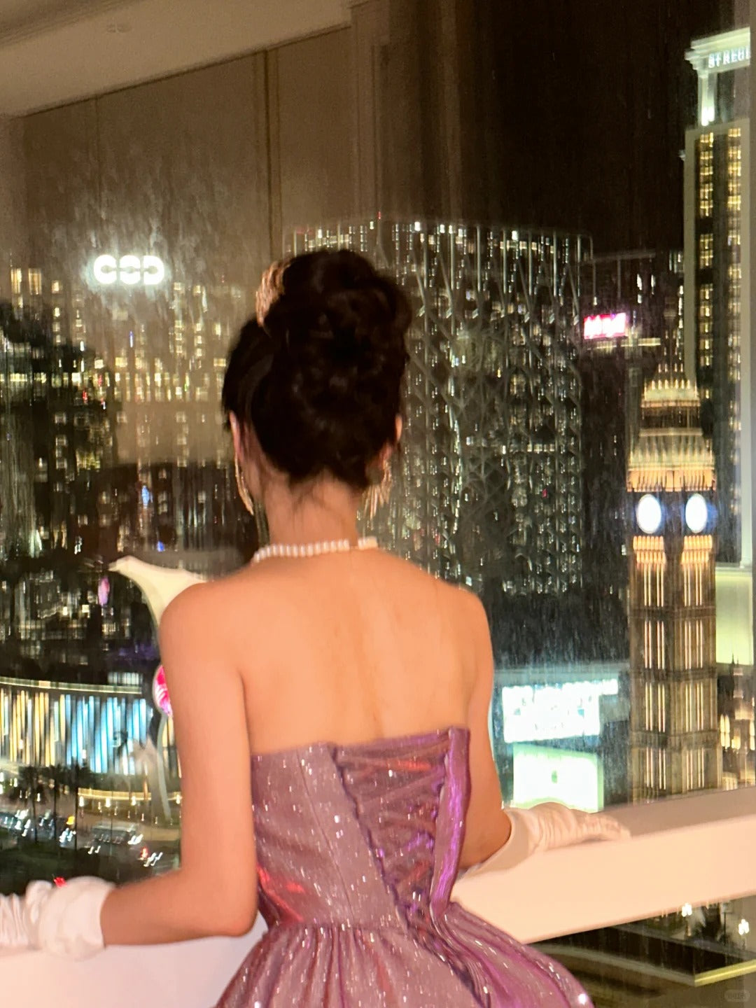 A Line Vintage Strapless Purple Shinny Long Prom Party Dresses Unique Evening Dress cg26066