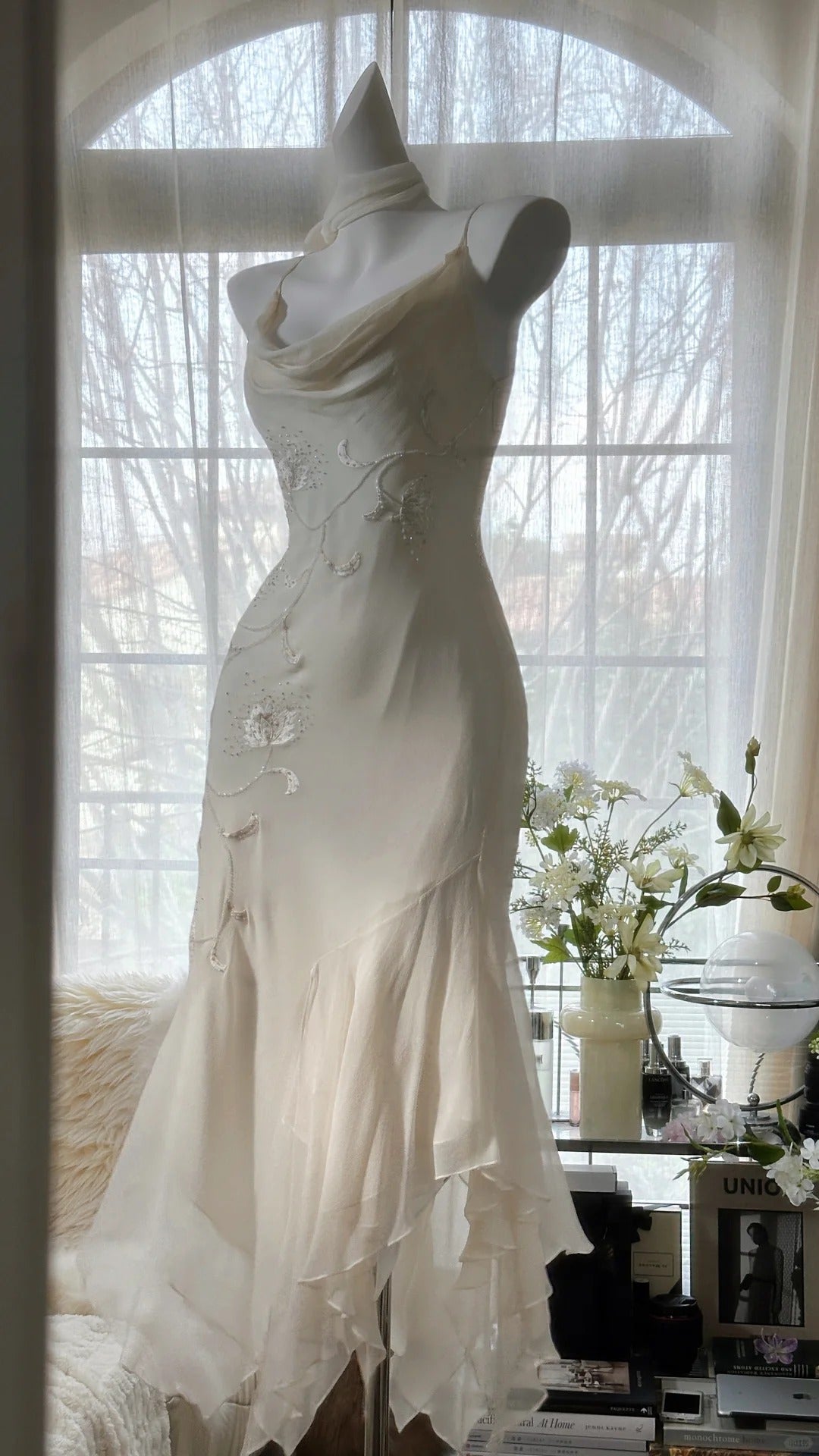 Vintage Evening Dresses, Ivory Sleeveless Party Gowns cg25526