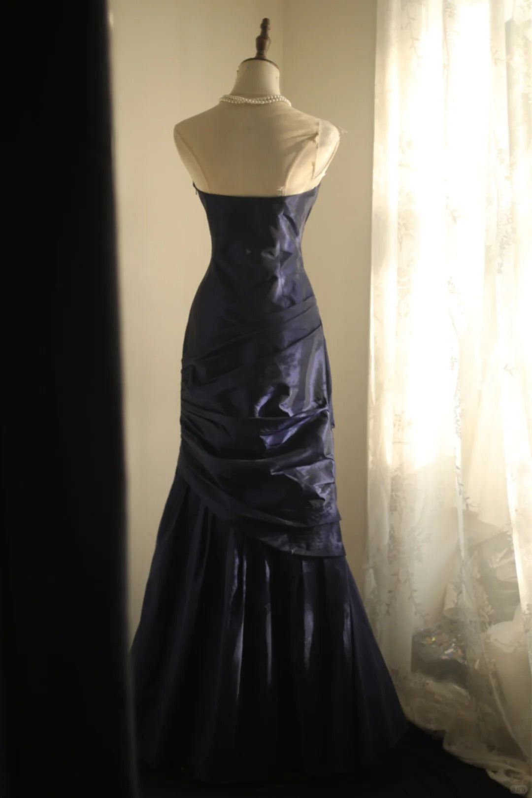 Strapless Navy Blue Prom Party Dresses Unique Long Evening Dress cg25942