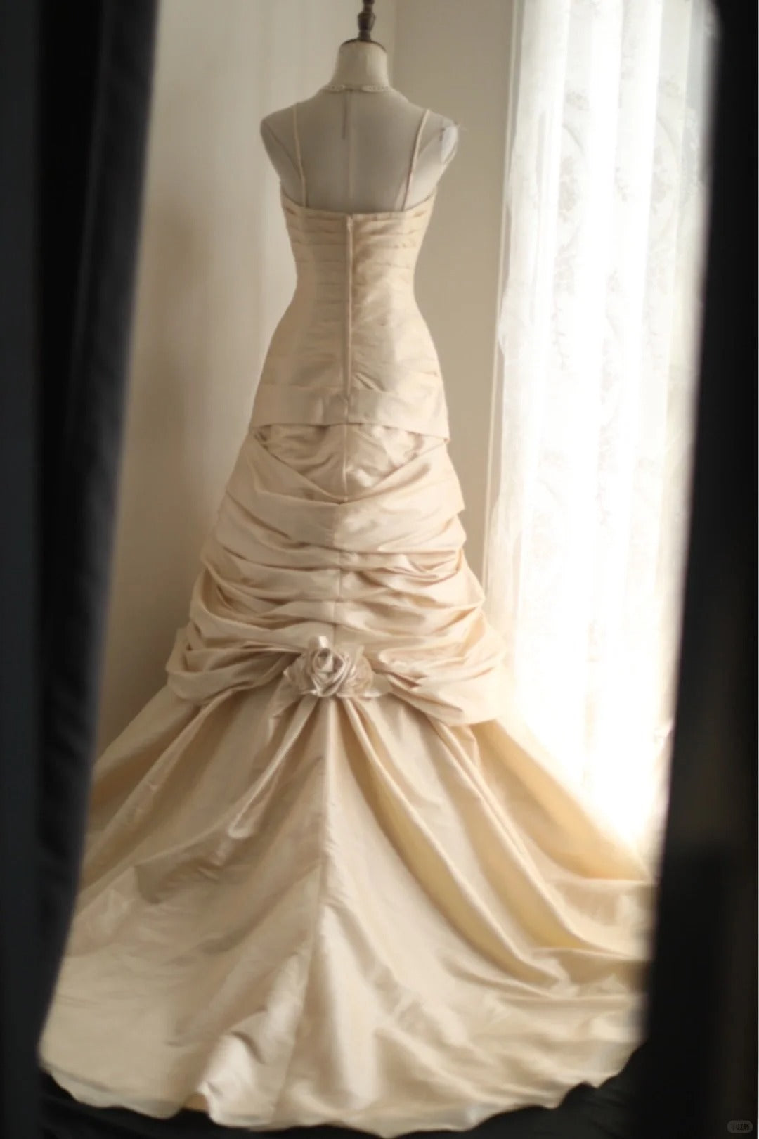 A Line Champagne Wedding Dress Sleeveless Long Princess Evening Dress cg25941