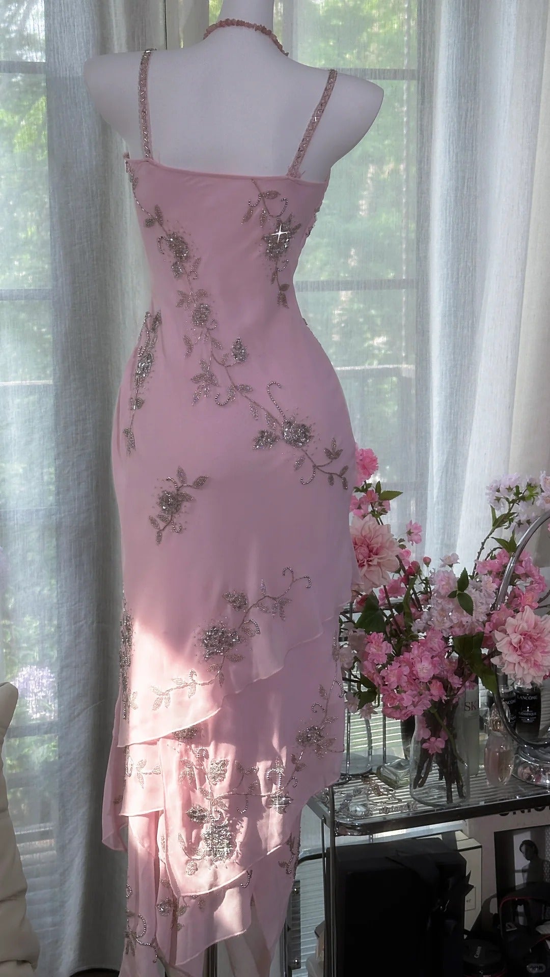 Pink Vintage Dresses, Long Evening Dress cg25980