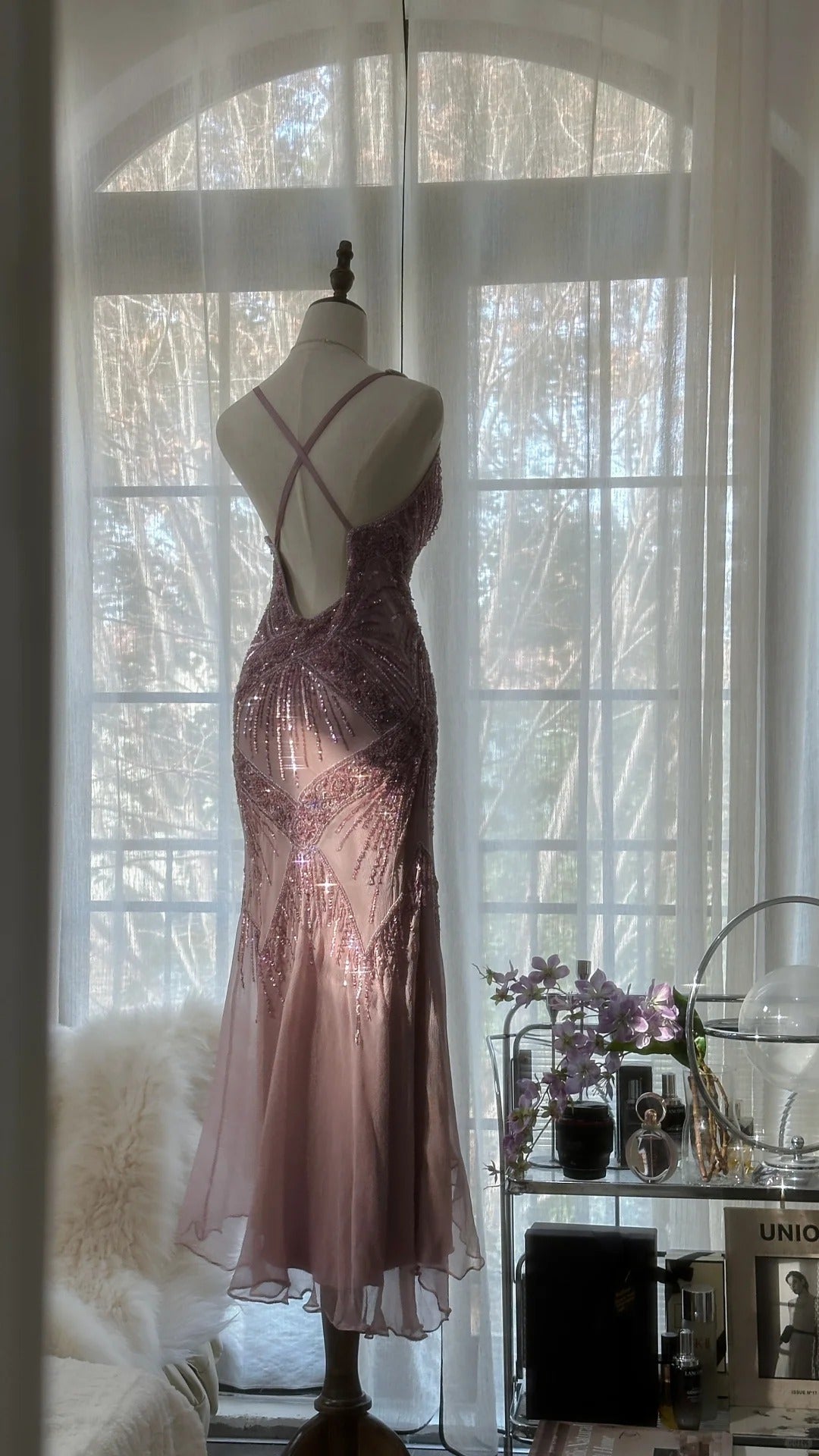 Vintage Evening Dresses, Sleeveless Pink Party Gowns cg25514