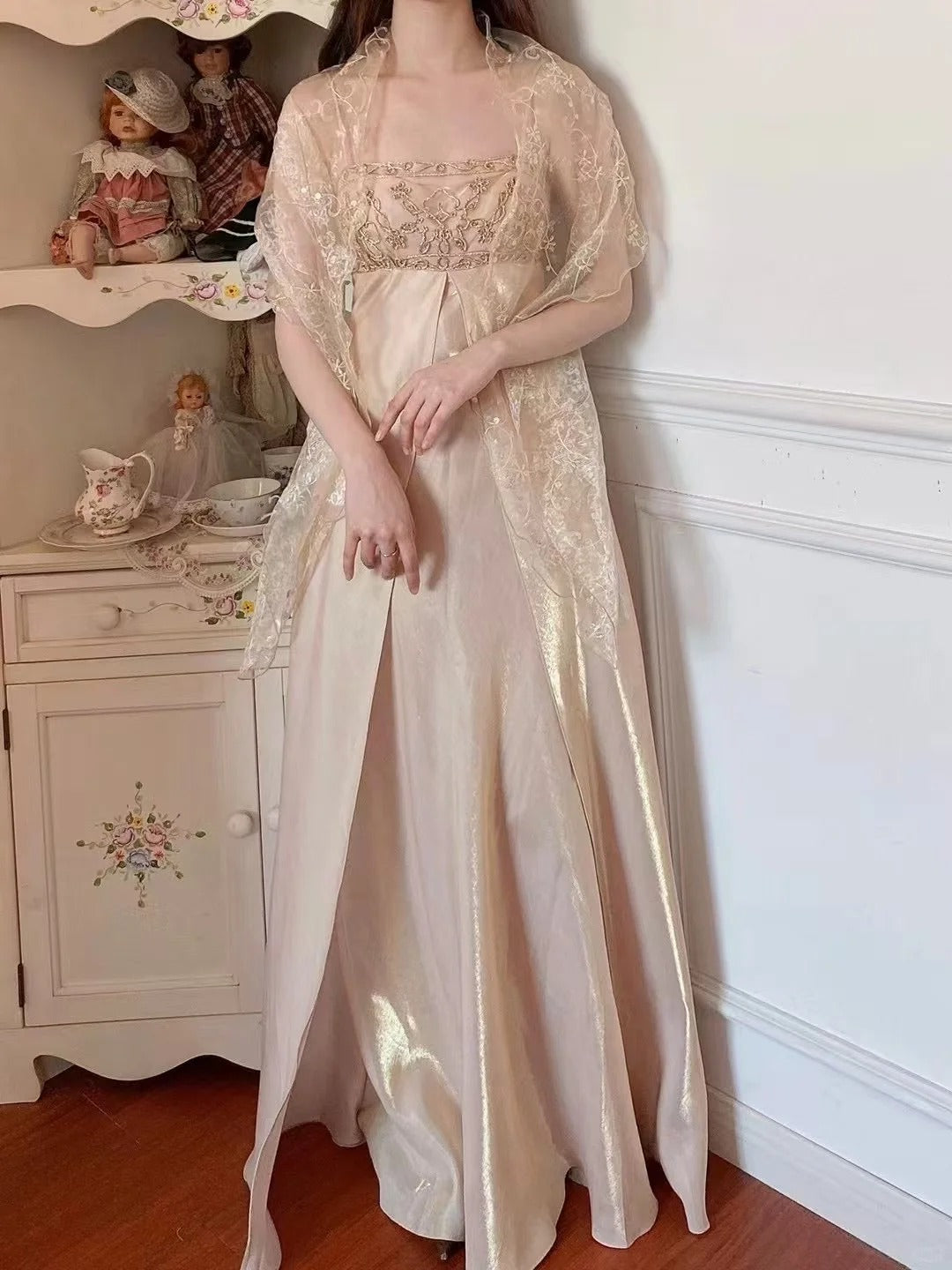 A Line Vintage Long Party Dress Evening Dress Prom Dresses cg25696