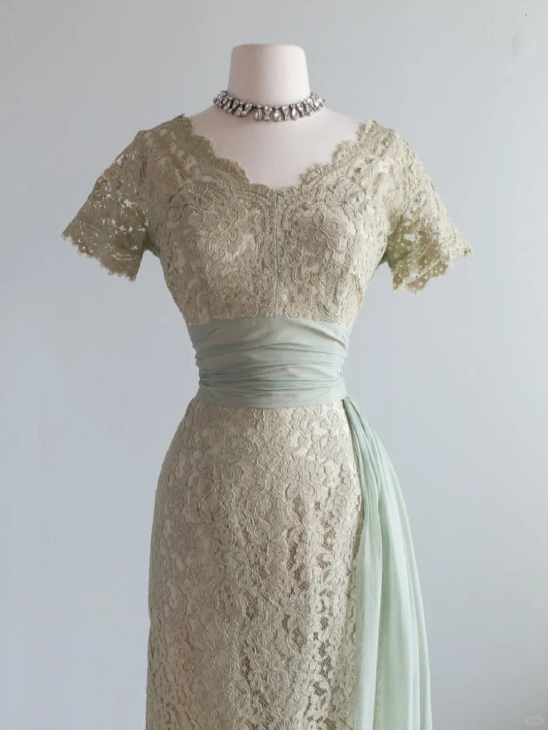 Green Lace Vintage Prom Party Dresses Unique Evening Dress cg26051