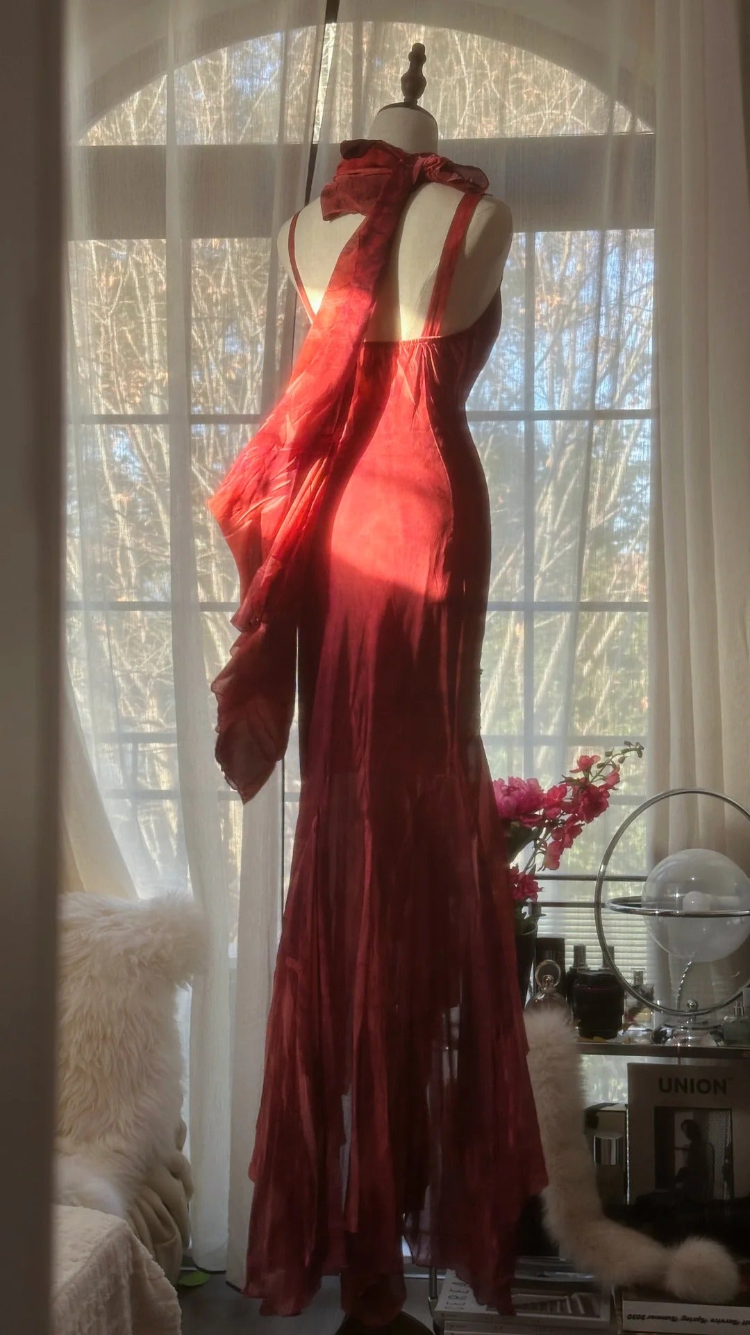 Vintage Evening Dresses, Burgundy Sleeveless Long Party Gowns cg25523