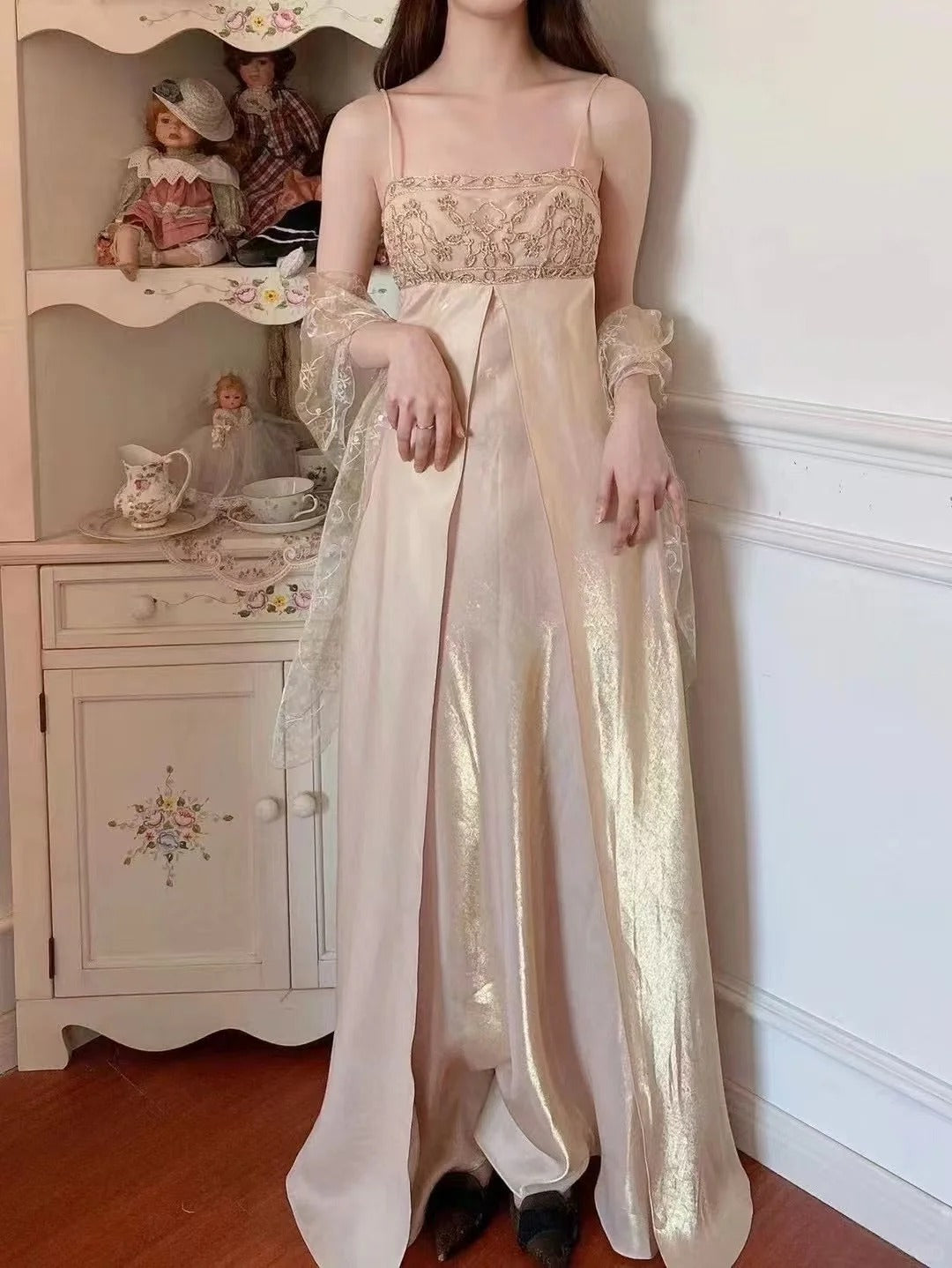 A Line Vintage Long Party Dress Evening Dress Prom Dresses cg25696
