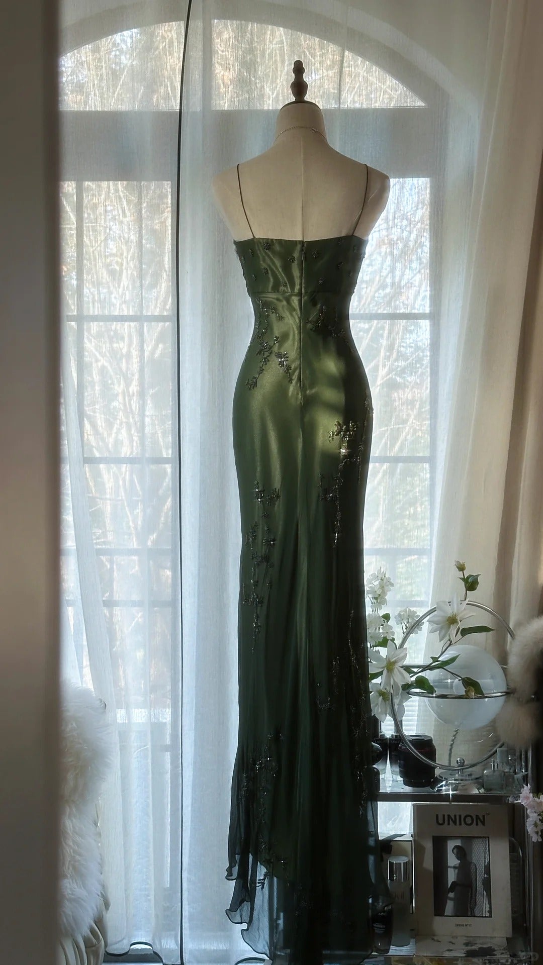 Vintage Green Evening Dresses, Sleeveless Long Party Gowns cg25513