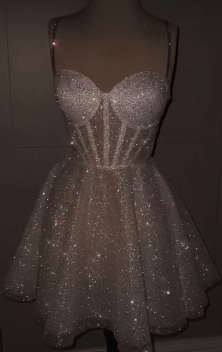 Cute A Line Spaghetti Straps White Sequin Mini Short Formal 8th Grade Homecoming Dresses Summer Middle School Homecoming Outfits cg26012