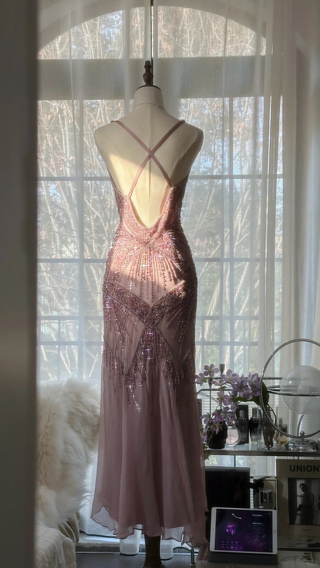 Vintage Evening Dresses, Sleeveless Pink Party Gowns cg25514