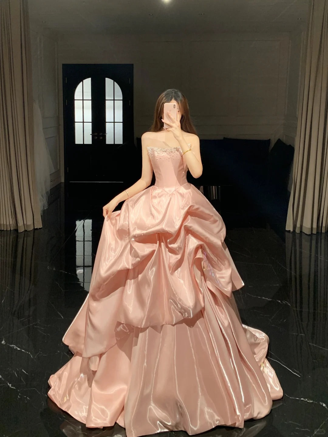 A Line Pink Long Prom Party Dresses Formal Evening Dress cg25889
