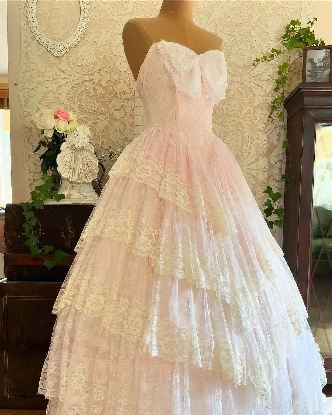 A Line Pink Prom Party Dresses Lace Tulle Unique Evening Dress cg26047