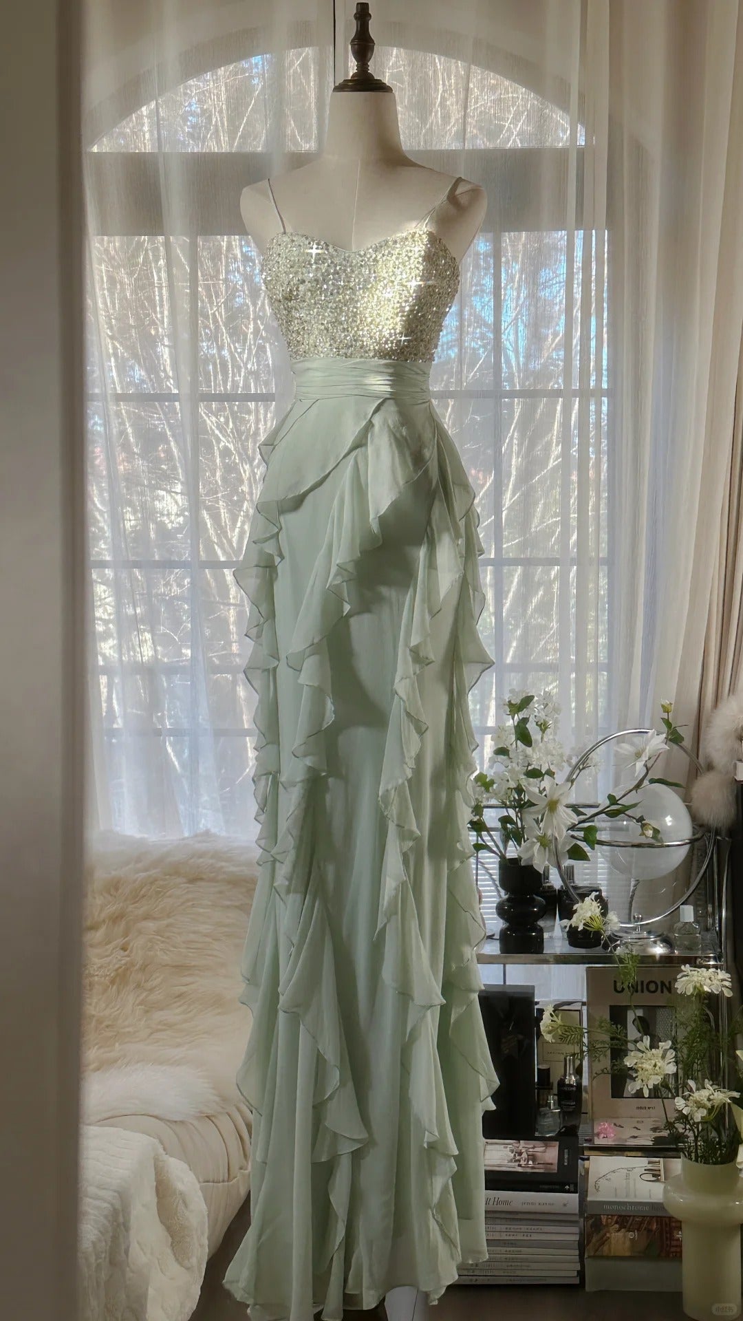 Vintage Evening Dresses, Sleeveless Green Party Gowns cg25521