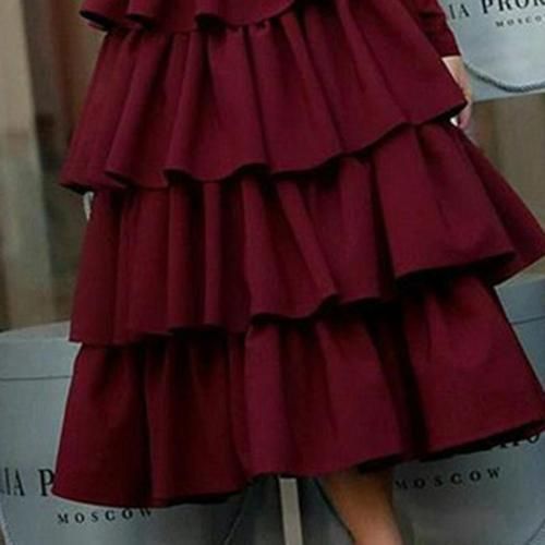 Burgundy Long Sleeves Prom Dress with Layered Skirt cg7058