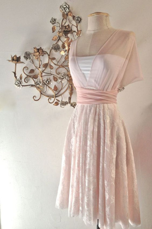 Rosa Vintage Kurzes Ballkleid Partykleid cg25073