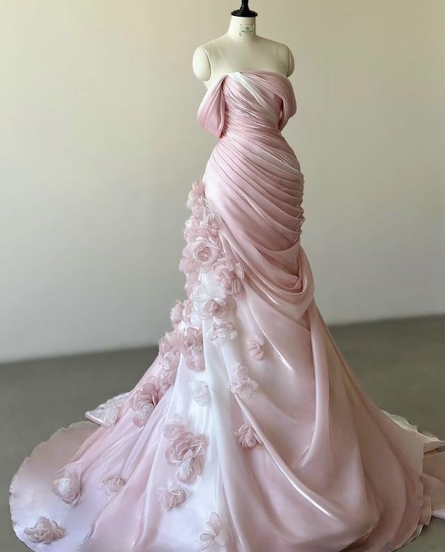 Pink Long Floral Prom Dresses Evening Party Dress cg25451