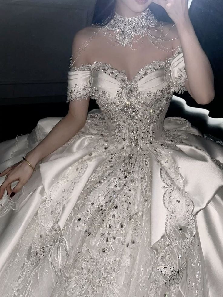 A Line Luxurious Wedding Dresses, Long Bridal Gowns cg25646