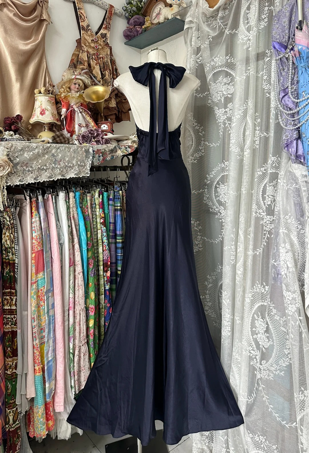 Vintage Halter Long Prom Party Dresses Unique Evening Dress cg26076