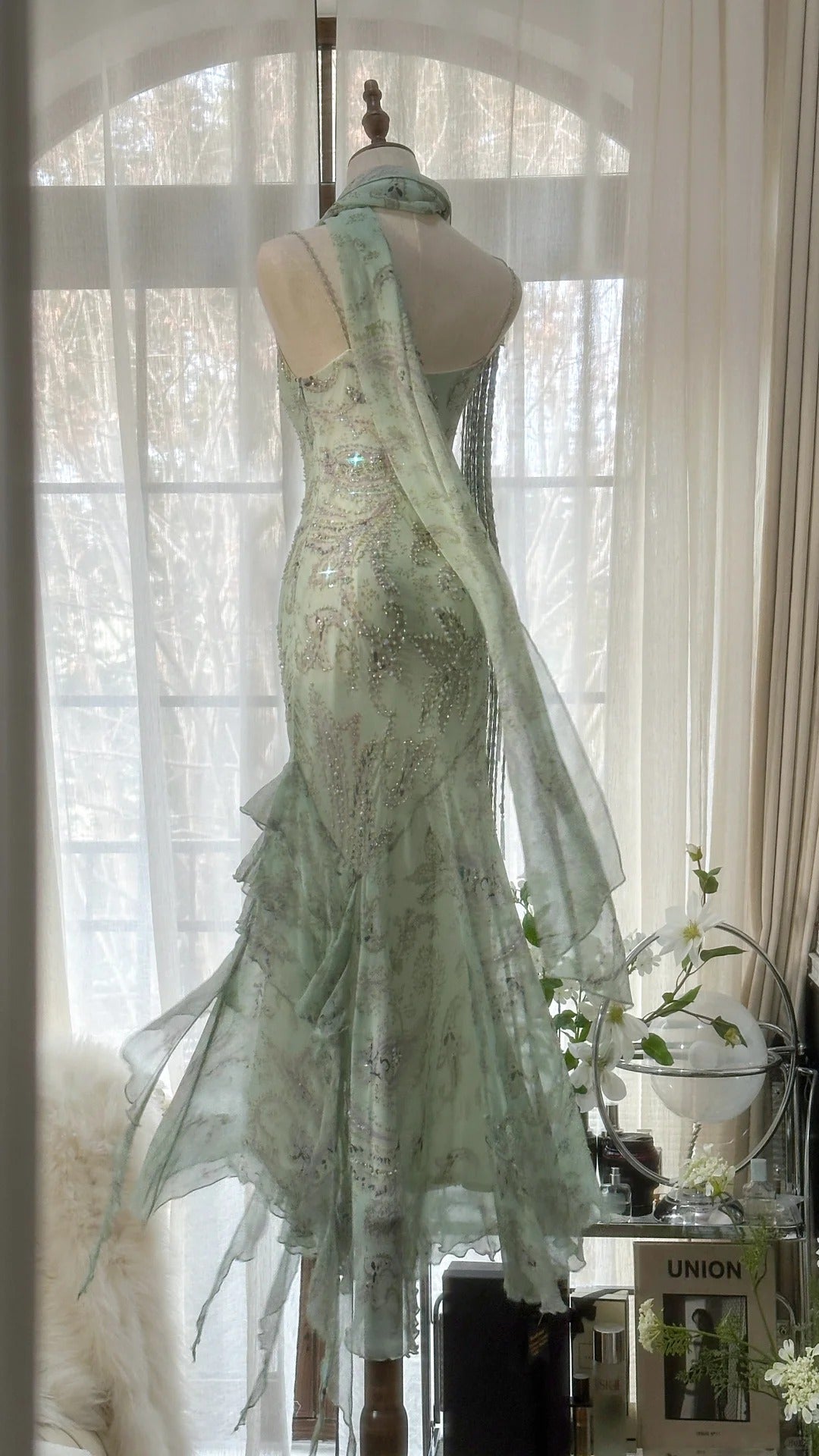 Vintage Evening Dresses, Sleeveless Green Party Gowns cg25515