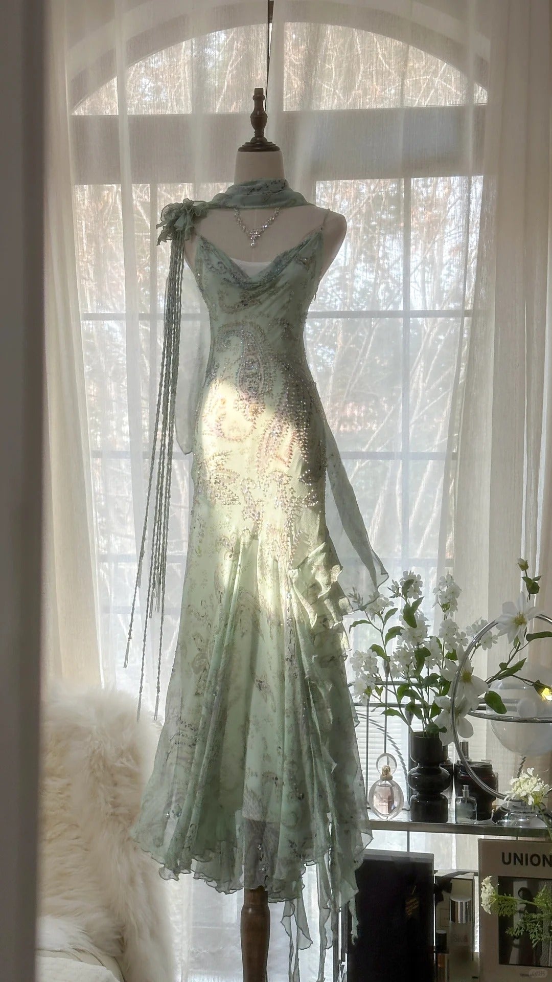 Vintage Evening Dresses, Sleeveless Green Party Gowns cg25515