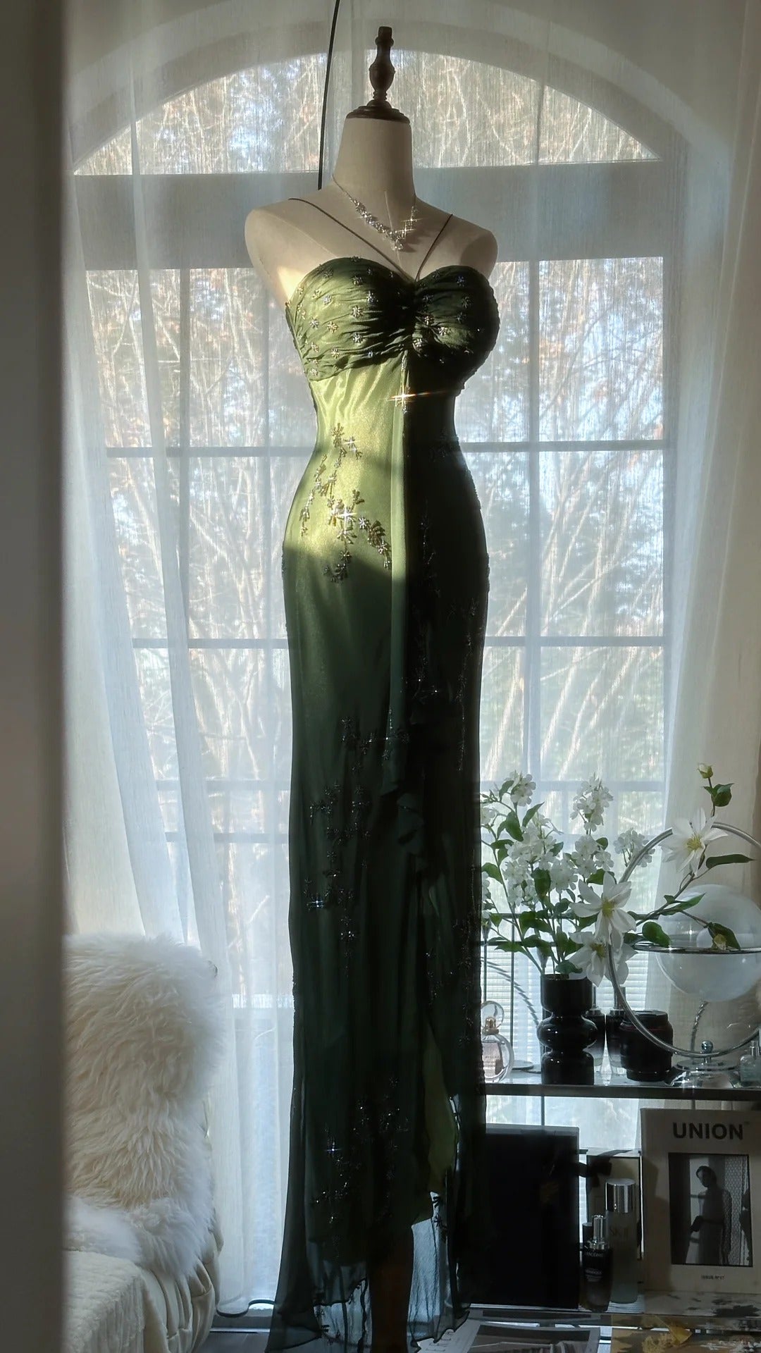 Vintage Green Evening Dresses, Sleeveless Long Party Gowns cg25513