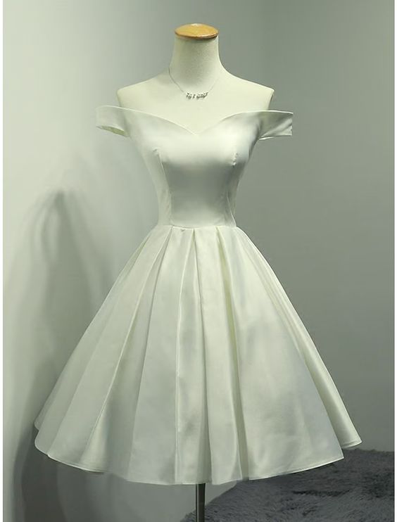 A-Line Elegant Cocktail Party Dress Off Shoulder Sleeveless Knee Length Satin Homecoming Dress Party Dress cg25091