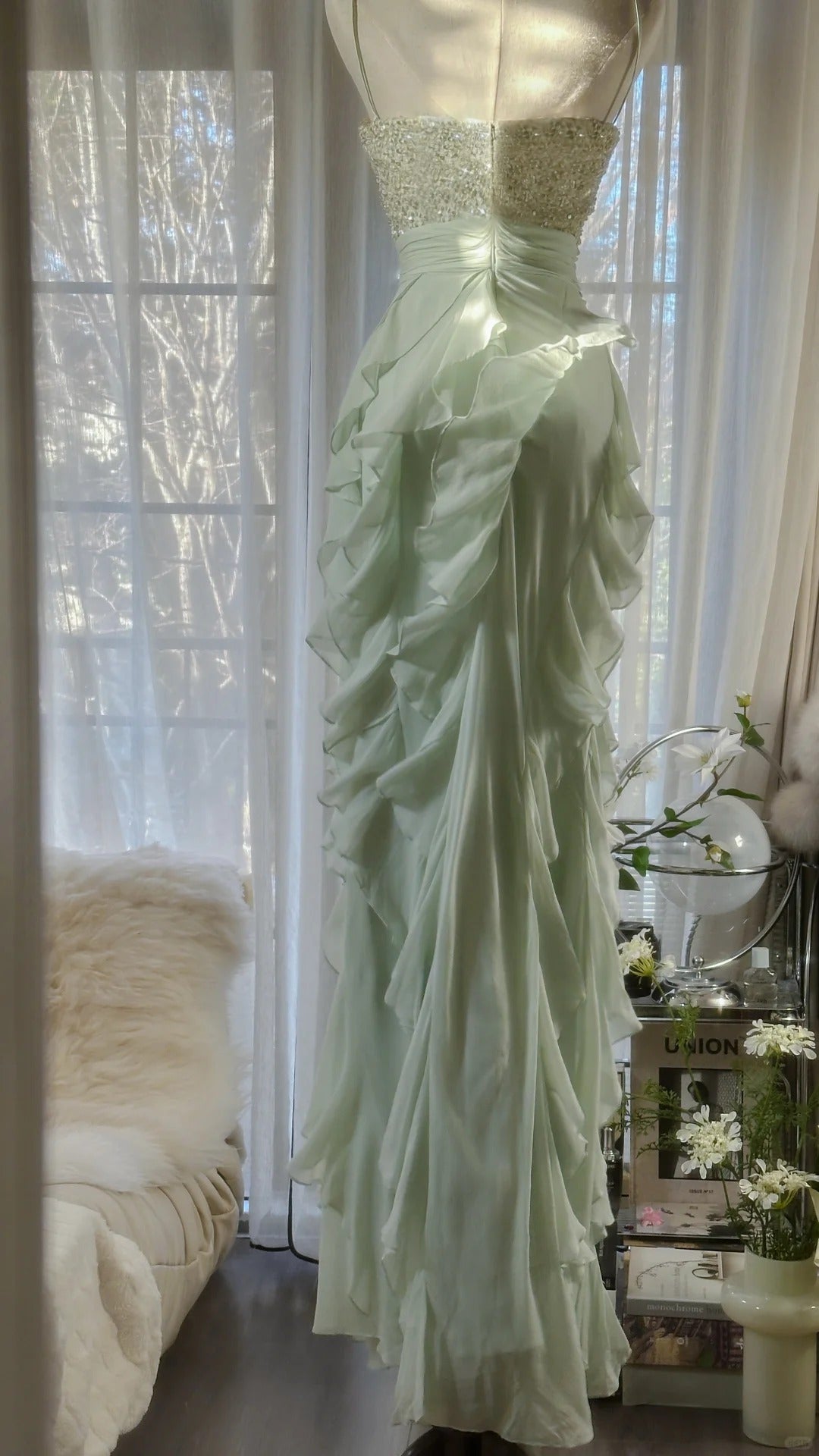 Vintage Evening Dresses, Sleeveless Green Party Gowns cg25521
