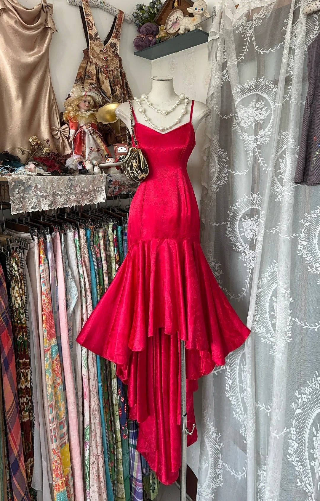 Red High Low Vintage Party Dress Evening Dress Prom Dresses cg25755
