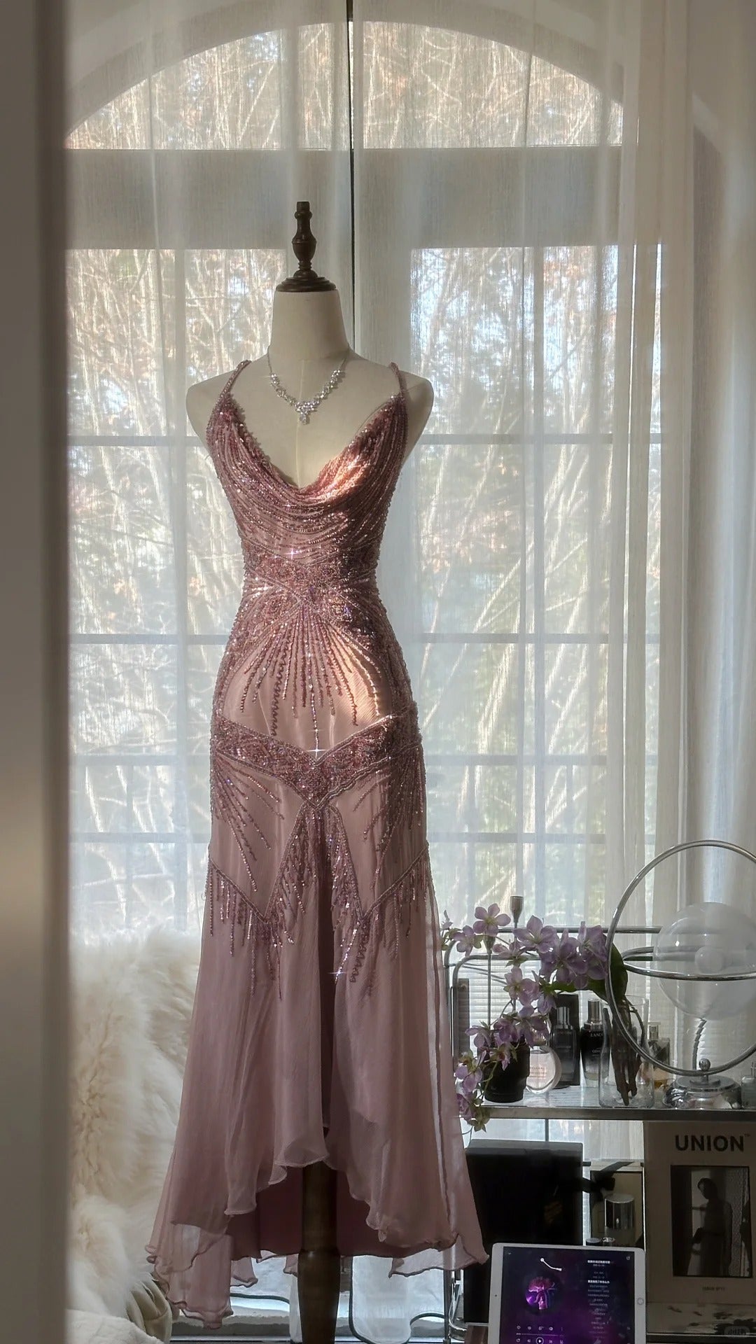 Vintage Evening Dresses, Sleeveless Pink Party Gowns cg25514