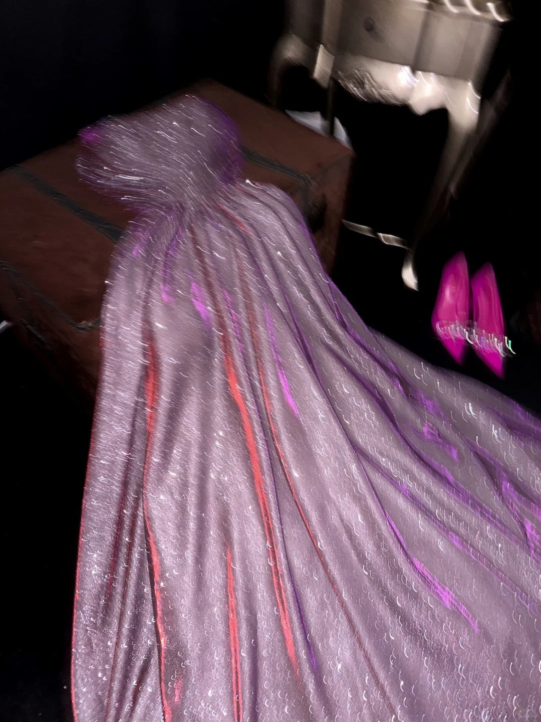 A Line Vintage Strapless Purple Shinny Long Prom Party Dresses Unique Evening Dress cg26066