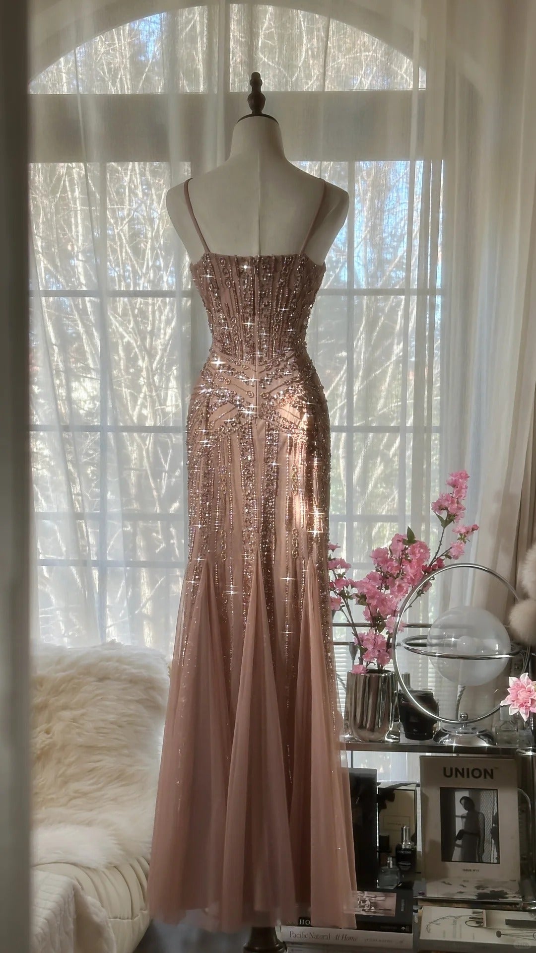 Vintage Champagne Evening Dresses, Sleeveless Long Party Gowns cg25518