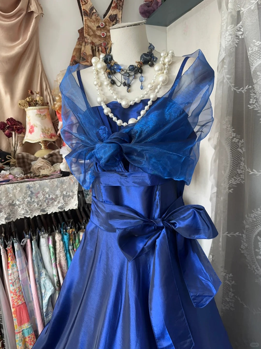 A Line Royal Blue Vintage Long Party Dress Evening Dress Prom Dresses cg25753