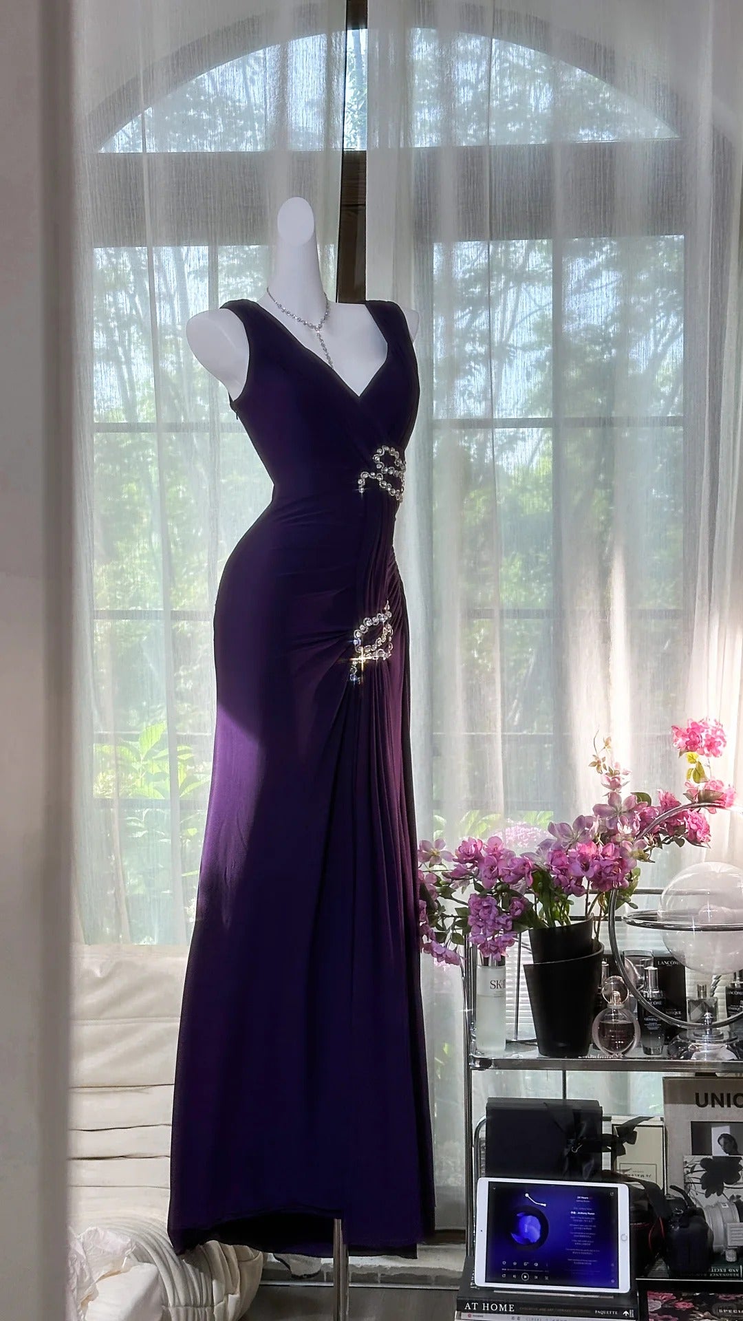 Purple Vintage Prom Party Dresses Unique Long Evening Dress cg25962
