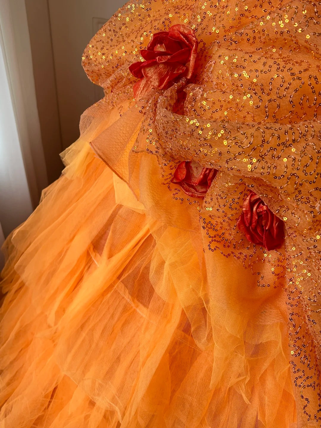A Line Orange Prom Party Dresses Unique Long Evening Dress Vintage Princess Dress cg25991