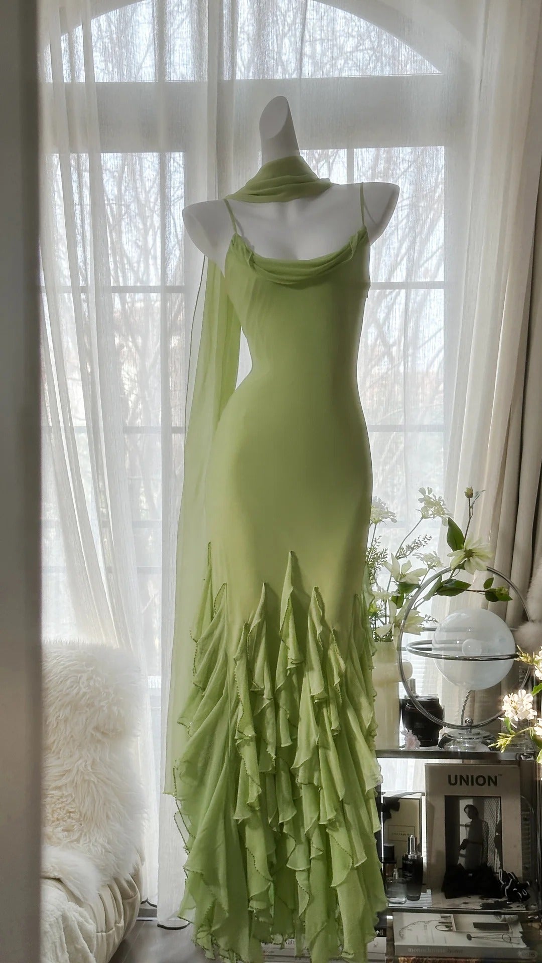 Vintage Evening Dresses, Sleeveless Green Party Gowns cg25524